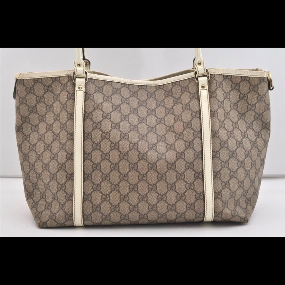 Authentic GUCCI Vintage Shoulder Hand Tote Bag GG PVC Enamel 197953 Brown 5962J